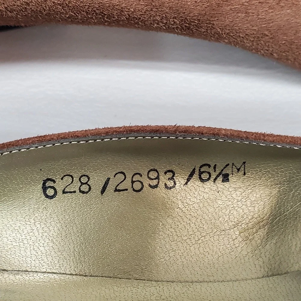 Vtg‎ Y2K Jacqueline Ferrar Low Heel Brown Suede Leather 6.5 M Italian Fast Ship